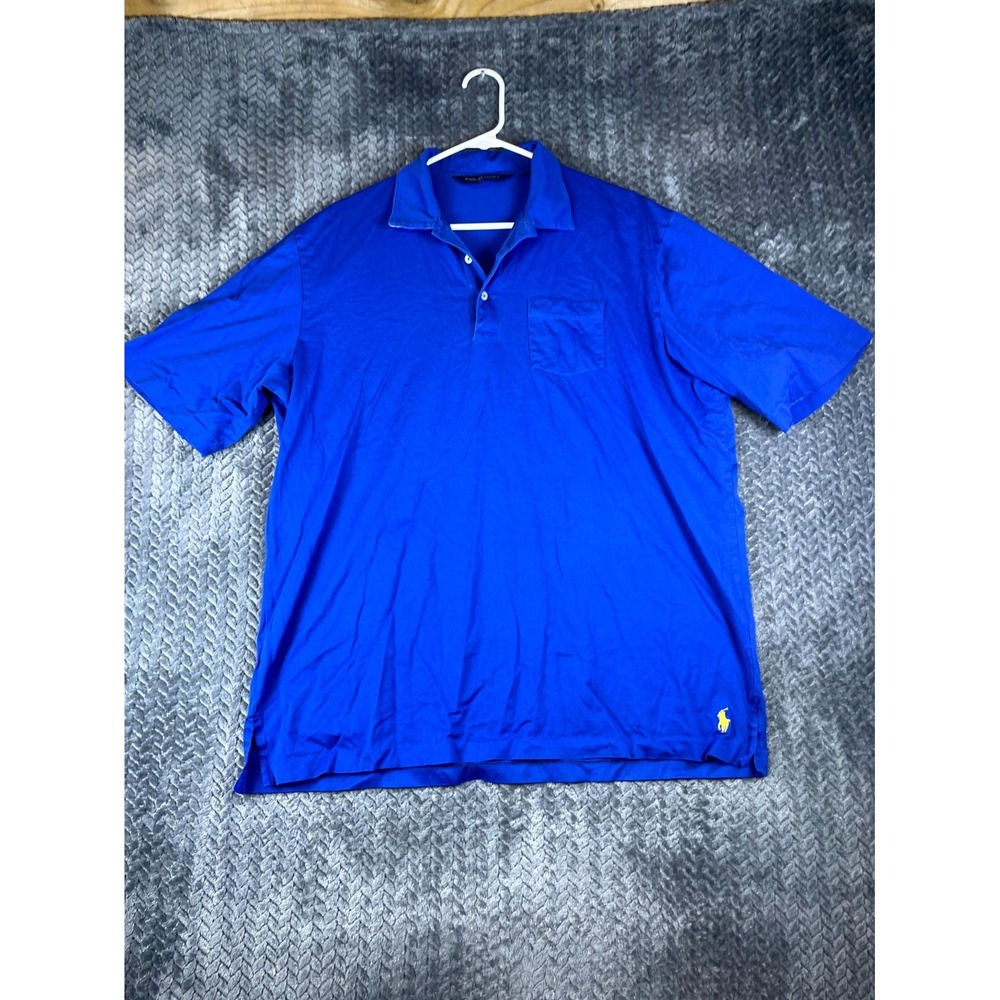 Polo Ralph Lauren Polo Shirt Mens Large Bright Blue Pima Cotton Tennis Tail Golf